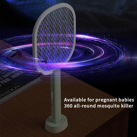 Electric Rechargeable Mosquito Racket Killer 2 In 1 With Base Holder