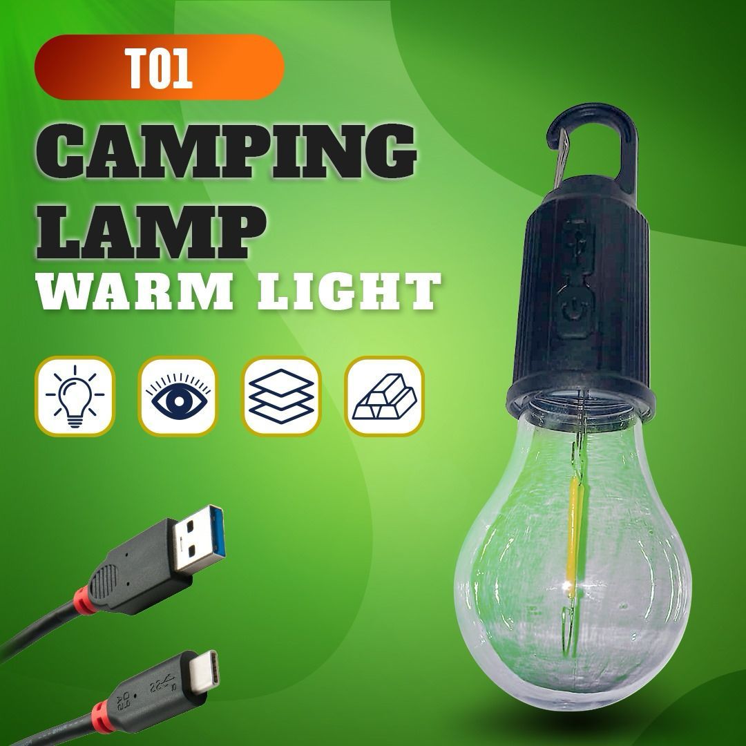 Multi-purpose Led Rechargeable With 3 Modes Outdoor Camping Work Light Bulb With Hook For Hanging