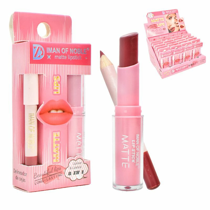 2 In 1 Lipstick And Lip Liner Set Iman Of Noble Dye And Pencil