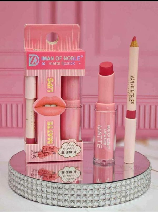 2 In 1 Lipstick And Lip Liner Set Iman Of Noble Dye And Pencil